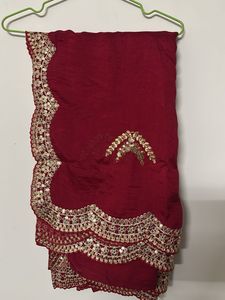 Maroon Saree with Gold Sequins