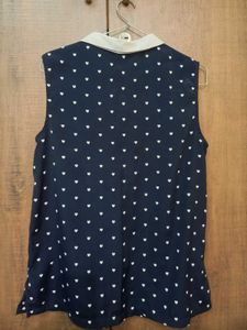 Blue Heart Print Sleevless Shirt