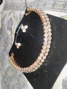 Rose Gold Rhinestone Necklace Set
