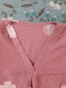 Pink Floral Embroidered Top