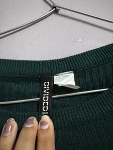 H&amp;M Green Ribbed Long Sleeve Top