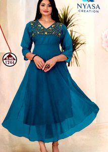 Brand New Elegant Teal Heavy Aari work Kurta