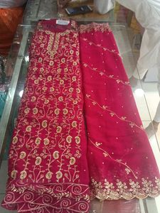 Red & Gold Embroidered Salwar Kameez