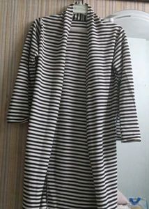 Striped Open Front Cardigan