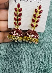Elegant Maroon Jhumka Earrings