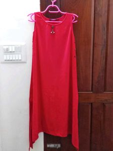 Red Sleeveless Kurta