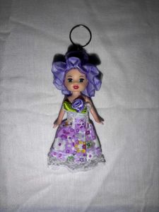 Purple Barbie Doll Keychain With Freebie