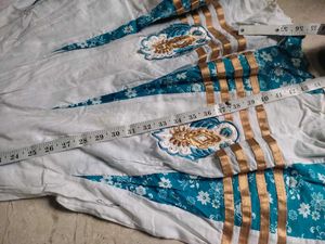 White And Blue Cotton Kurti 🔥