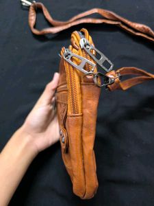 Pure leather Brown Crossbody Bag