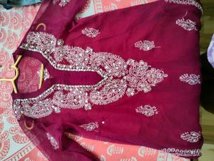 Maroon Embroidered Kurti