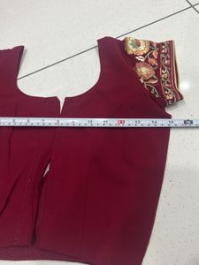 Maroon Embroidered Sarees With Ready Blouse