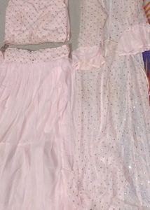 Pink Lehenga Choli Set with embroidery shrug