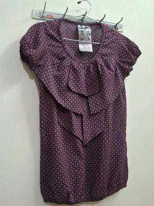 Girls Top - Burgundy Patterned