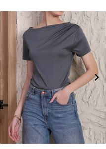 Shein Elegant Gray Short Sleeve Bodysuit