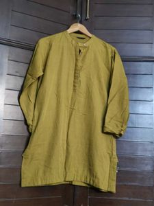 Kalkaram Studio Men Olive Green Cotton Kurta