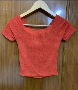 Shein Chic Orange Crossover Crop Top