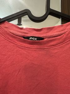 Coral Ribbed Knit Top