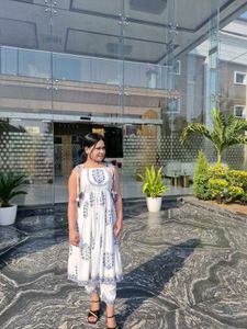 White A-line Kurta Set