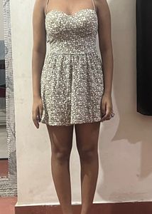 Floral Olive And White Mini Dress