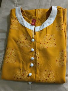 Mustard Yellow Kurti with Button Detail