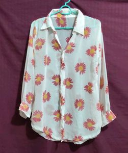 Floral Print Sheer Shirt