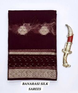 Maroon &amp; Gold Banarasi Silk Saree