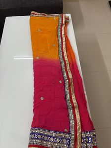 Orange &amp; Pink Embellished Saree