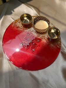Red Swastik Thali Resin