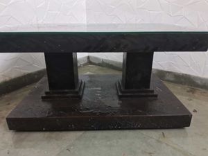 Glass Top Coffee Table with Floral Accent