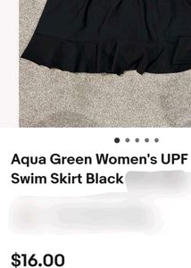 Aqua Green Black Swim Skirt
