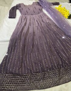 Sequin Ombre Gown With Dupatta