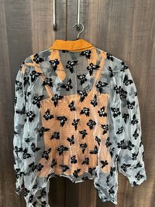 Butterfly Top &amp; Sheer Blouse Set