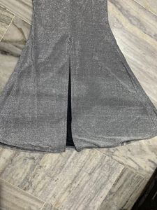 Fish Cut Long Gown Backless ( Silver )