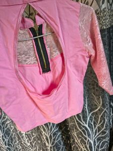 Pink Blouse with Net Sleeves
