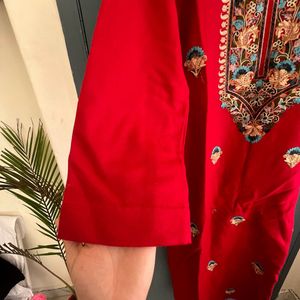 Beautiful Stiched Red Suit With Plazo