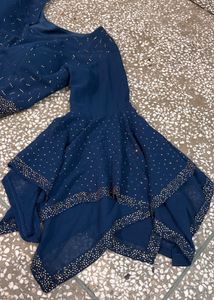 Elegant Blue Ethnic Gown Shrara Fancy Dress