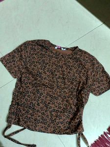 Brown Floral Print Top
