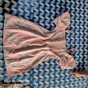 Pink Abstract Mini Dress Off Shoulder