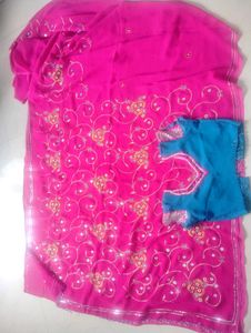 Pink Embroidered Sari with Blouse