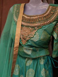 Teal & Gold Indian Lehenga Choli Set