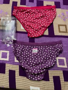 Cute Heart Print Panties - Set of 2