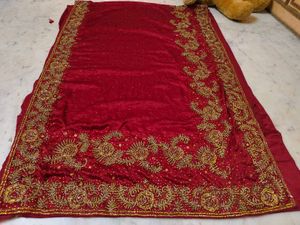 Full Daimond Work Maroon Saree ♥️
