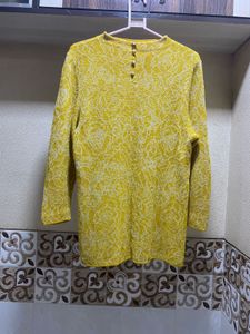 Yellow Patterned Long Sleeve Top