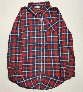 Red & Blue Plaid Flannel Shirt