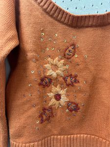 Gorgeous Embroidered Crop Asymmetrical  Sweate