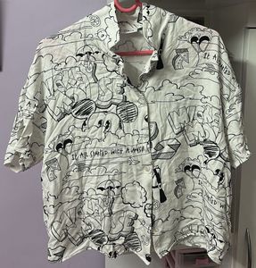 Mickey Mouse Doodle Print crop Shirt