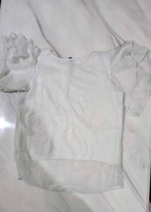 White Flutter Sleeve Top