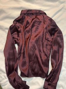 Burgundy Satin Blouse