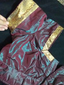 Sky Blue Silk Saree with Gold Border
