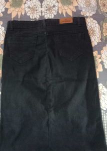 Black Denim Slit Skirt